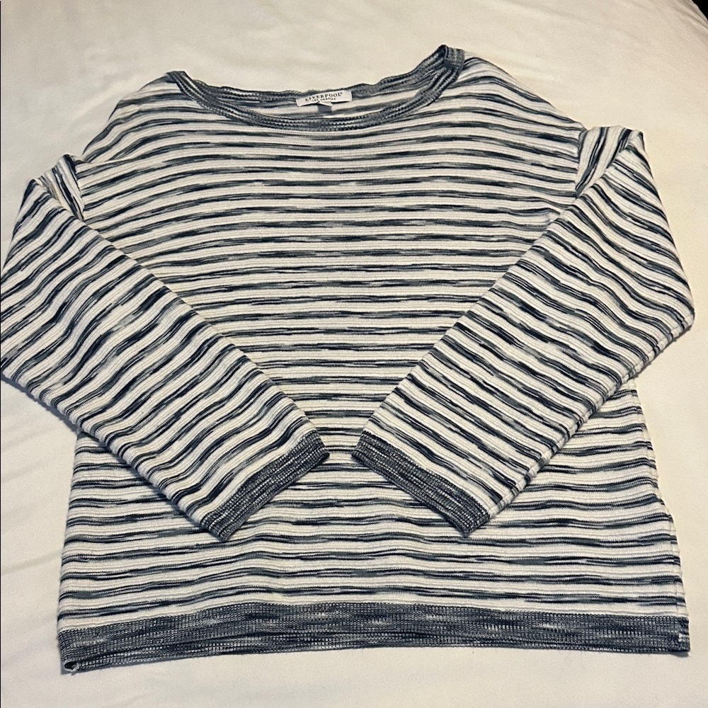 Liverpool Navy and White Striped Top